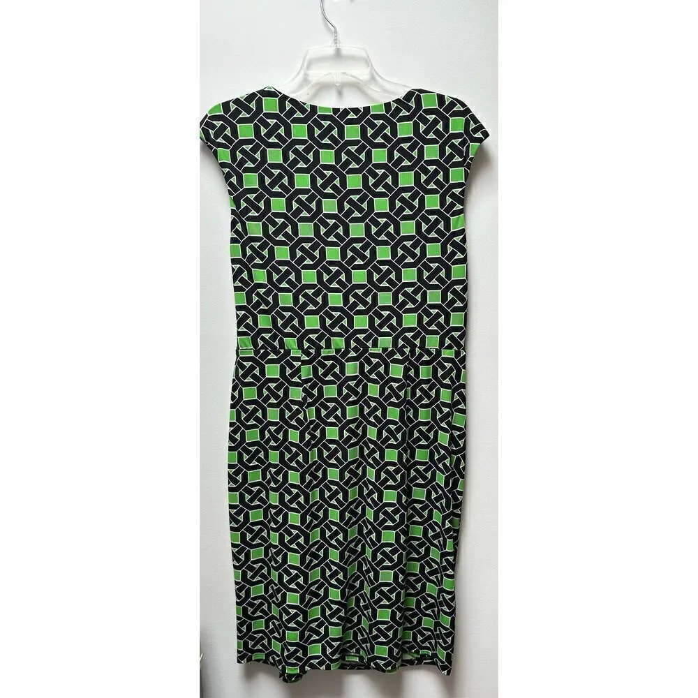 Maggy London women’s green geometric sleeveless dress size 14. #29-1295